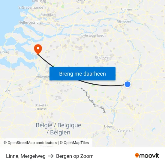 Linne, Mergelweg to Bergen op Zoom map
