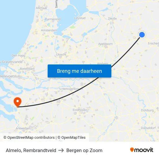 Almelo, Rembrandtveld to Bergen op Zoom map