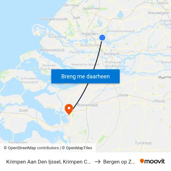 Krimpen A/D Ijssel, Krimpen Centrum to Bergen op Zoom map