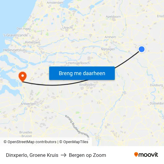 Dinxperlo, Groene Kruis to Bergen op Zoom map
