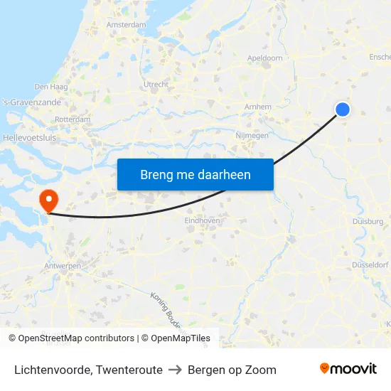 Lichtenvoorde, Twenteroute to Bergen op Zoom map