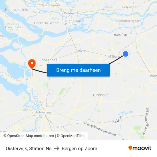 Oisterwijk, Station Ns to Bergen op Zoom map