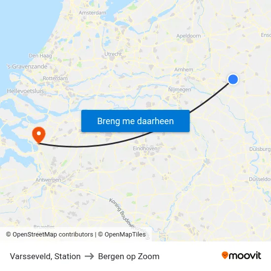 Varsseveld, Station to Bergen op Zoom map
