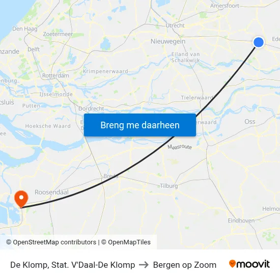 De Klomp, Stat. V'Daal-De Klomp to Bergen op Zoom map