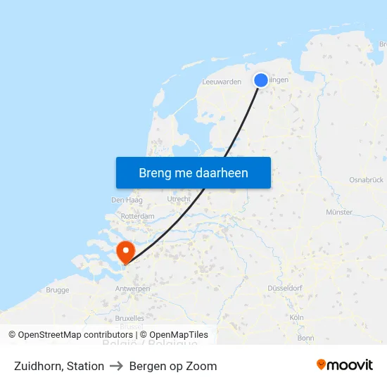 Zuidhorn, Station to Bergen op Zoom map