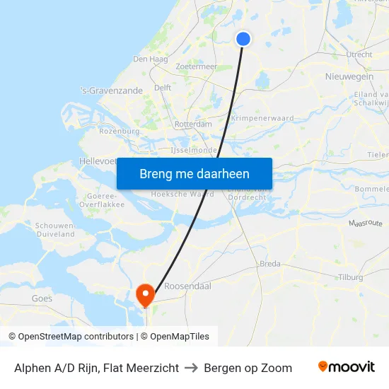 Alphen A/D Rijn, Flat Meerzicht to Bergen op Zoom map