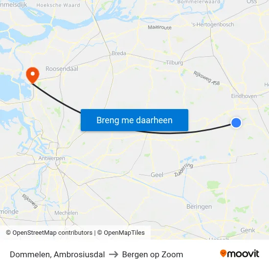 Dommelen, Ambrosiusdal to Bergen op Zoom map