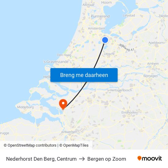 Nederhorst Den Berg, Centrum to Bergen op Zoom map