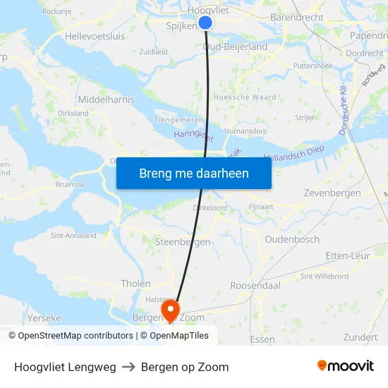 Hoogvliet Lengweg to Bergen op Zoom map