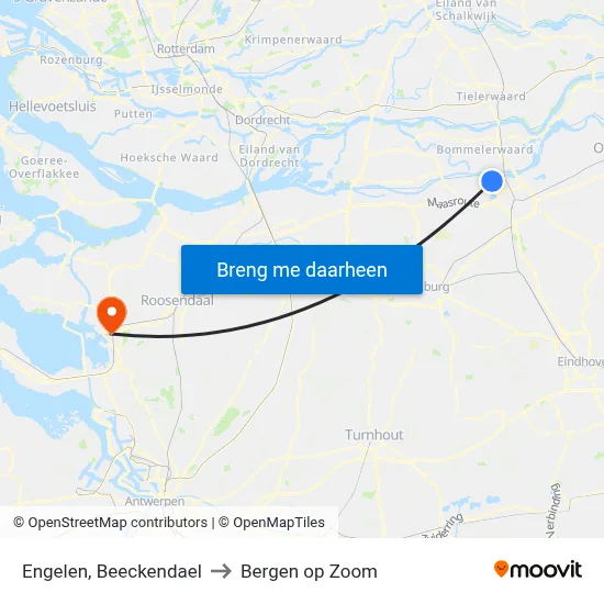 Engelen, Beeckendael to Bergen op Zoom map