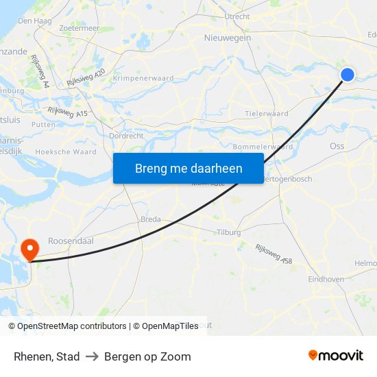 Rhenen, Stad to Bergen op Zoom map