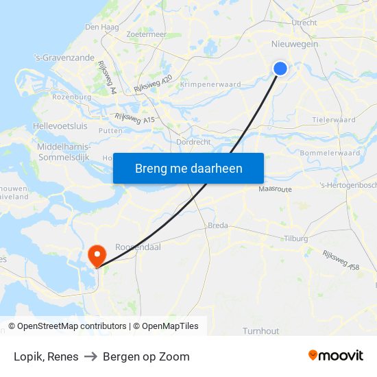 Lopik, Renes to Bergen op Zoom map