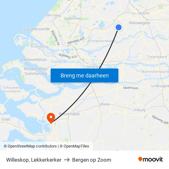 Willeskop, Lekkerkerker to Bergen op Zoom map