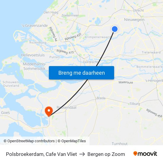 Polsbroekerdam, Cafe Van Vliet to Bergen op Zoom map