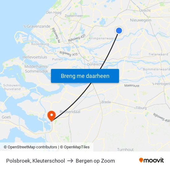 Polsbroek, Kleuterschool to Bergen op Zoom map