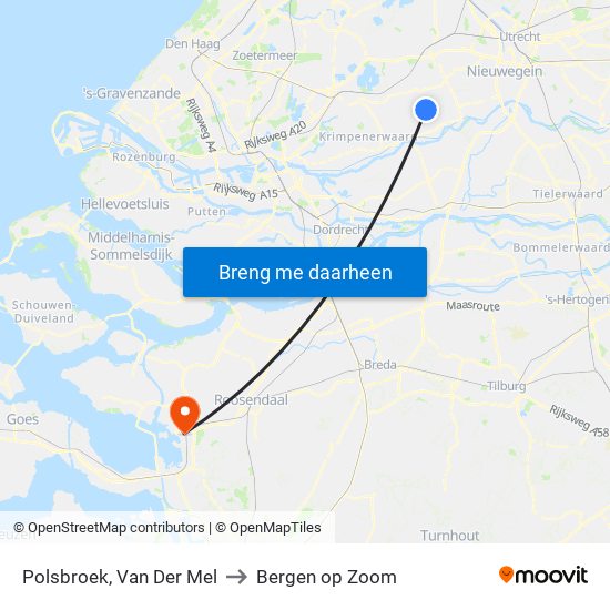 Polsbroek, Van Der Mel to Bergen op Zoom map