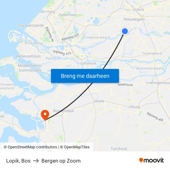 Lopik, Bos to Bergen op Zoom map