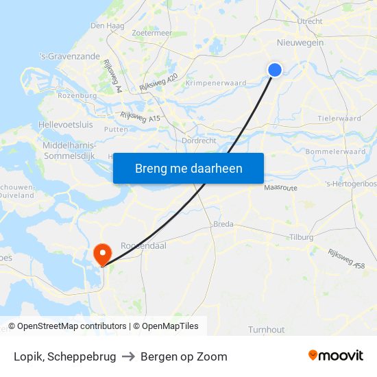 Lopik, Scheppebrug to Bergen op Zoom map