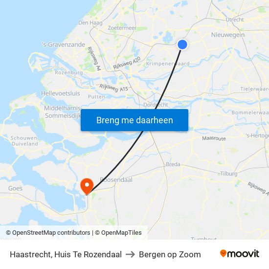 Haastrecht, Huis Te Rozendaal to Bergen op Zoom map