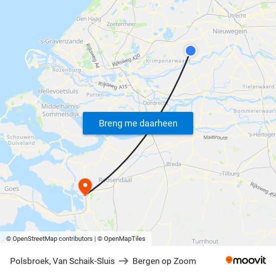 Polsbroek, Van Schaik-Sluis to Bergen op Zoom map