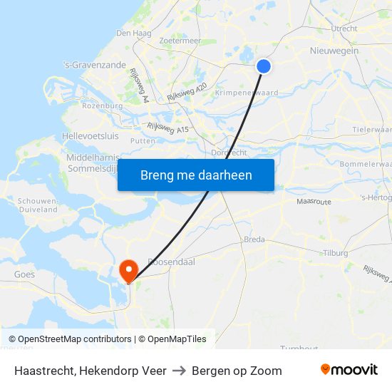 Haastrecht, Hekendorp Veer to Bergen op Zoom map
