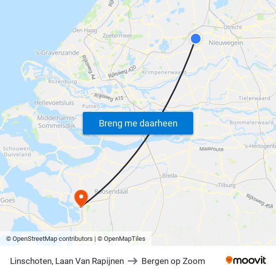 Linschoten, Laan Van Rapijnen to Bergen op Zoom map