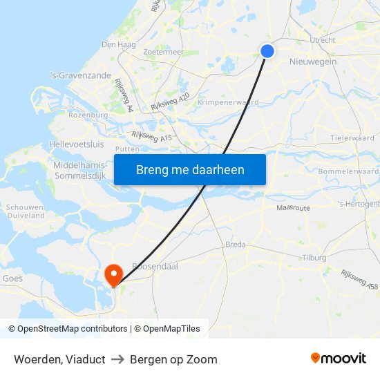 Woerden, Viaduct to Bergen op Zoom map