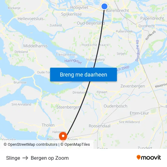 Slinge to Bergen op Zoom map
