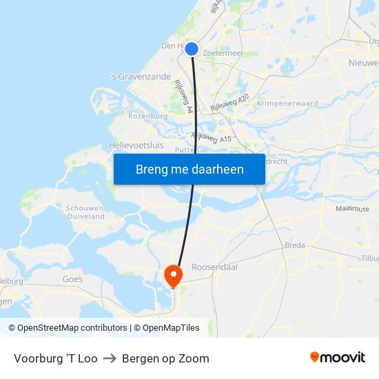 Voorburg 'T Loo to Bergen op Zoom map