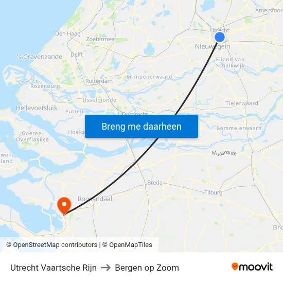 Utrecht Vaartsche Rijn to Bergen op Zoom map