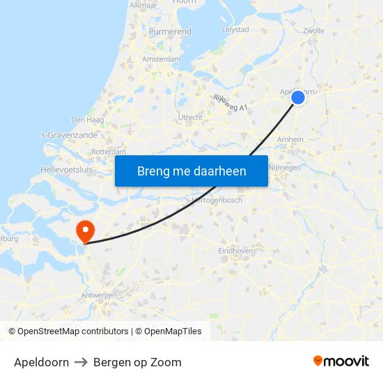 Apeldoorn to Bergen op Zoom map