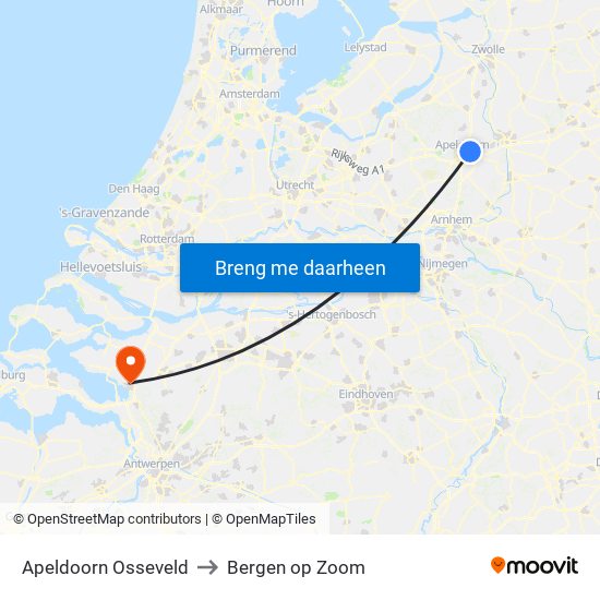 Apeldoorn Osseveld to Bergen op Zoom map