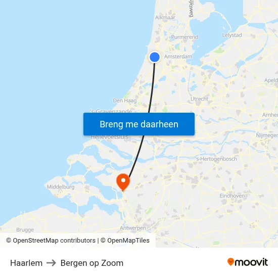 Haarlem to Bergen op Zoom map