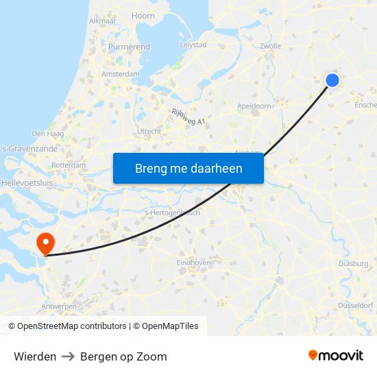 Wierden to Bergen op Zoom map