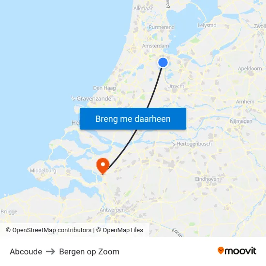 Abcoude to Bergen op Zoom map