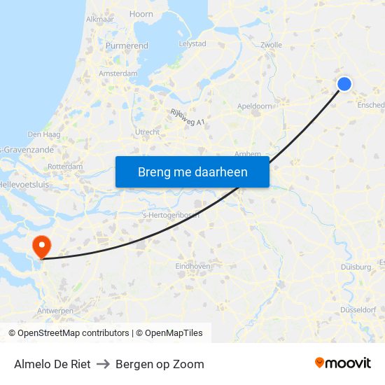 Almelo De Riet to Bergen op Zoom map