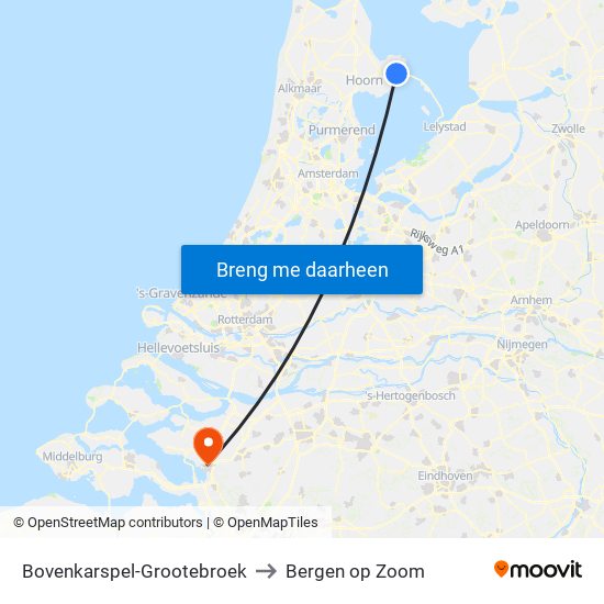 Bovenkarspel-Grootebroek to Bergen op Zoom map