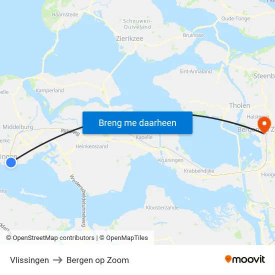 Vlissingen to Bergen op Zoom map