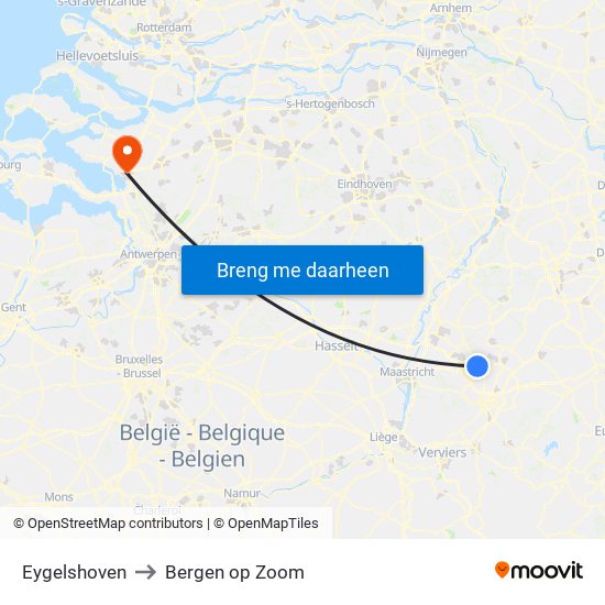 Eygelshoven to Bergen op Zoom map