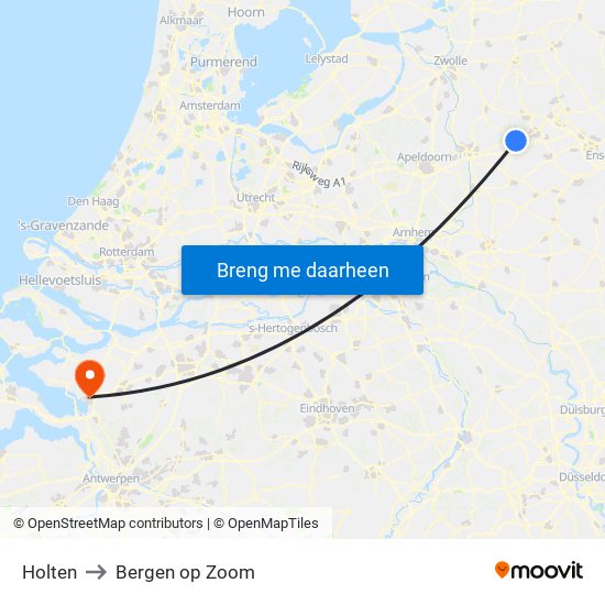 Holten to Bergen op Zoom map