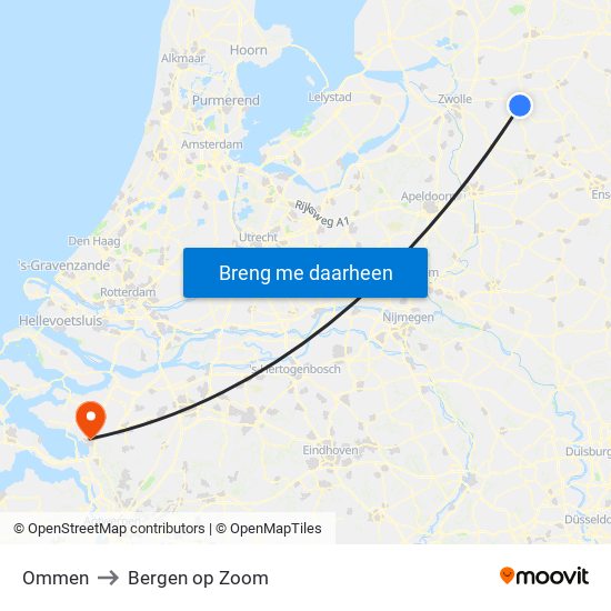 Ommen to Bergen op Zoom map