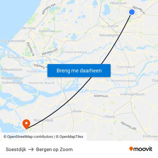 Soestdijk to Bergen op Zoom map