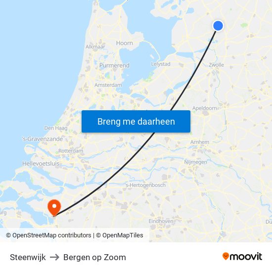 Steenwijk to Bergen op Zoom map