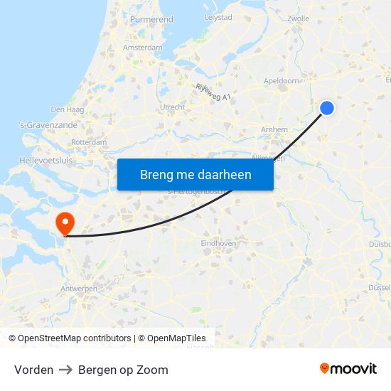 Vorden to Bergen op Zoom map