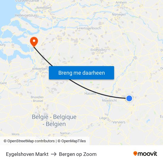 Eygelshoven Markt to Bergen op Zoom map