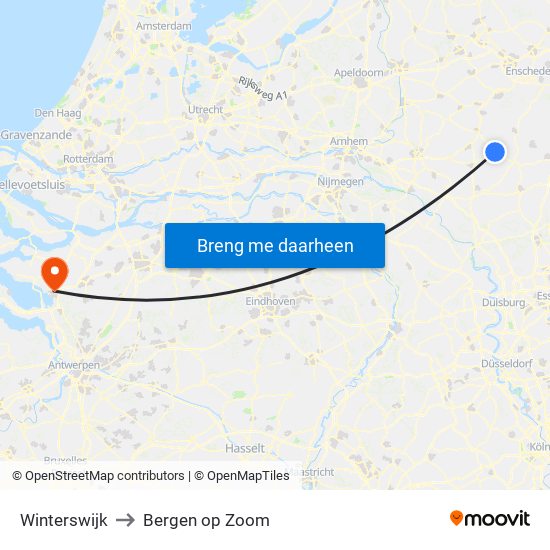Winterswijk to Bergen op Zoom map