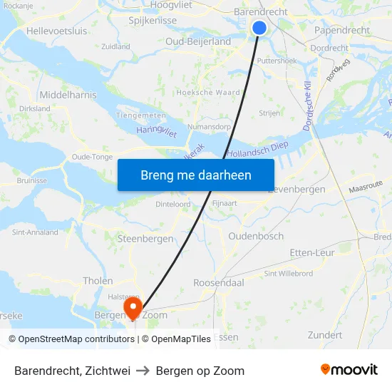 Barendrecht, Zichtwei to Bergen op Zoom map