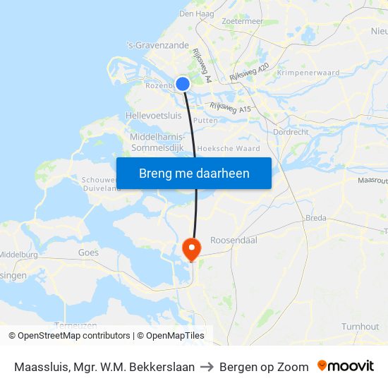 Maassluis, Mgr. W.M. Bekkerslaan to Bergen op Zoom map