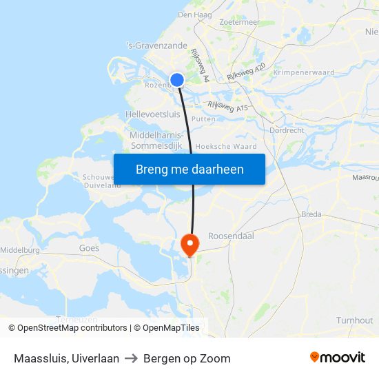 Maassluis, Uiverlaan to Bergen op Zoom map