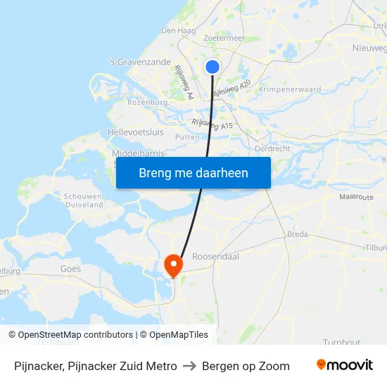 Pijnacker, Pijnacker Zuid Metro to Bergen op Zoom map